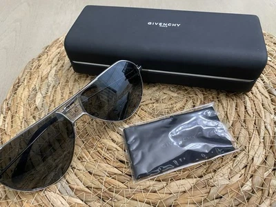 Óculos de sol Givenchy aviador preto/prata, feito na Itália – Usado, varejo $575 - Imagem 1 de 4