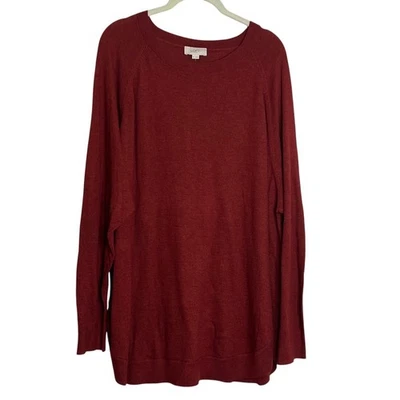 Loft Outlet Womens Tunic Sweater XL Brick Red Long Sleeve Lightweight Knit NEW - Image 1 of 4