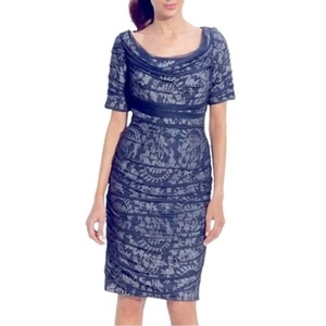 TADASHI SHOJI Silk Layered Dress Bodycon Ruched Sheer Over Floral Size 4 - Picture 1 of 12