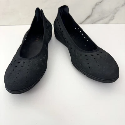 Zapatos planos perforados Sesto Meucci para mujer talla 7,5 gamuza cuero mínimo negro Foto 1 de 4