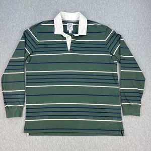Camisa de Rugby Lands End Para Hombres XL Alta Verde Blanco Azul Rayas Algodón Pesado - Imagen 1 de 11