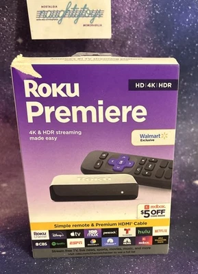 Roku Premiere 4K/HDR Streaming Media Player with HDMI Cable & Remote Sealed - Image 1 of 4