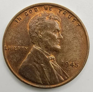 1945 P Lincoln Wheat Cent AU Toned RB You Grade It! Penny Type Coin Free Ship! - Picture 1 of 4