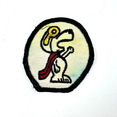 Vintage Snoopy The Red Baron Sew On Embroidered Patch Discolored Oval 2.75"x2.5" - Image 1 of 4
