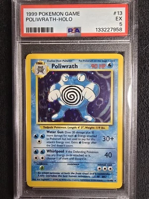 POLIWRATH 1999 Pokémon Base Unlimited Holo 13/102 - PSA 5 - Image 1 of 4
