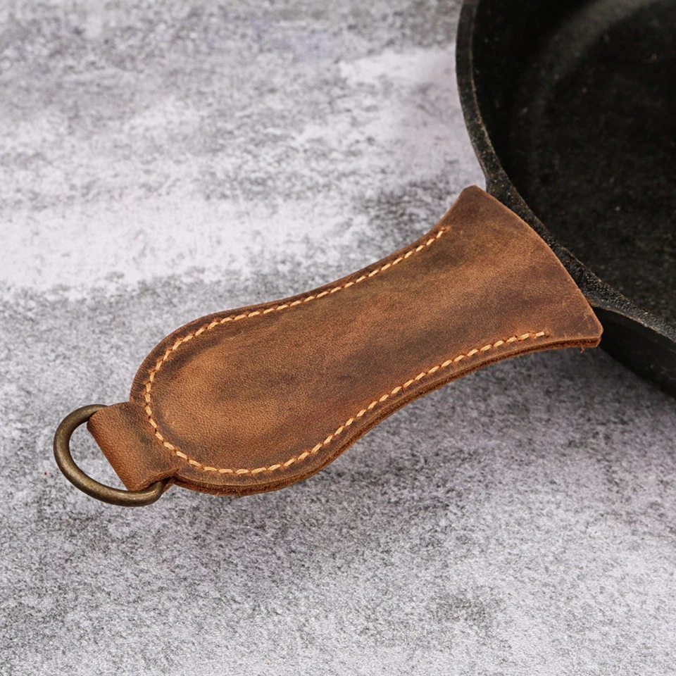 SET of 2 leather cast iron skillet handle cover for Lodge cast iron skillet - Image 1 of 4