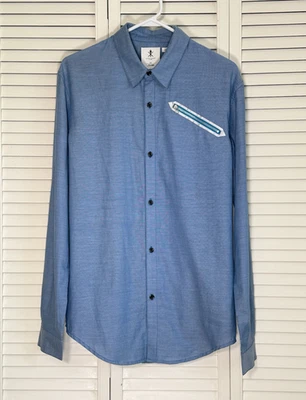 Adidas x Opening Ceremony Shirt Button Down Reflective Zip Blue Chambray XL 2012 - Image 1 of 4