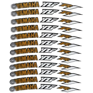 YZF R1 motorcycle wheel rim decals sticker graphics x 12 Gold colour  BARGAIN - Picture 1 of 3