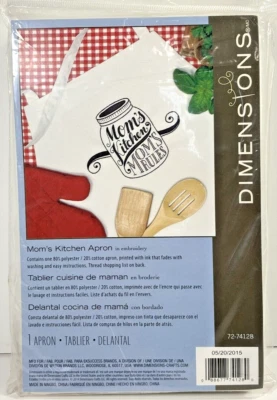 NEW Embroidery Kit ~ Dimensions "Mom's Kitchen, Mom's Rules" APRON #72-74128 - Image 1 of 2
