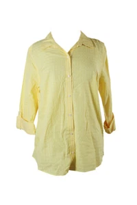 Charter Club Yellow Textured Windowpane-Print Button-Down Shirt 4 - Picture 1 of 3