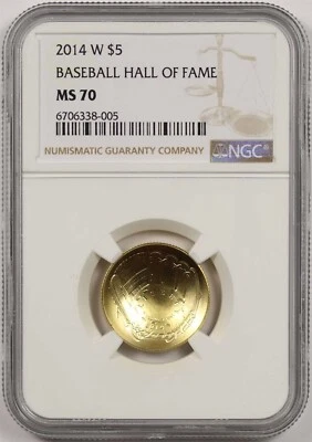 2014-W Baseball Hall of Fame $5 NGC MS 70 Gold Modern Commemorative - Image 1 of 4
