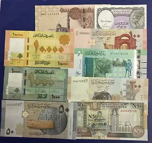 Lote de 9 billetes árabes sin circular, Líbano, Somalia, Egipto... - Imagen 1 de 1