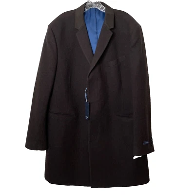 Tommy Hilfiger Wool Blend Sz L Overcoat NWT Brown Faux Velvet Collar - Image 1 of 4