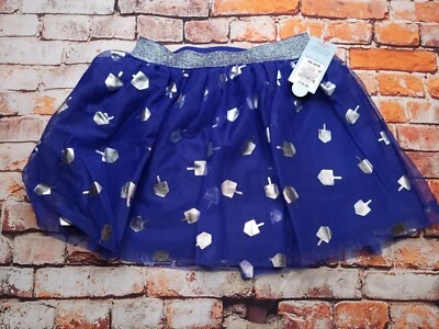 NWT Cat & Jack Girls Blue Silver Dreidel Skirt Chanukah Hanukkah Tutu Tulle  - Image 1 of 4