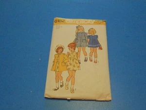VTG 1970s Simplicity Sewing Pattern 6182 Toddler Girls Dress & Coat Size 2 - Picture 1 of 3