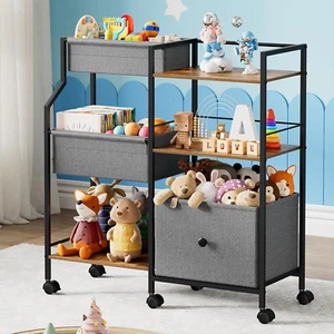 Kids Toy Storage Organizer - Toy Shelf Organizer, Sturdy Wooden Book Shelves, So - Picture 1 of 7