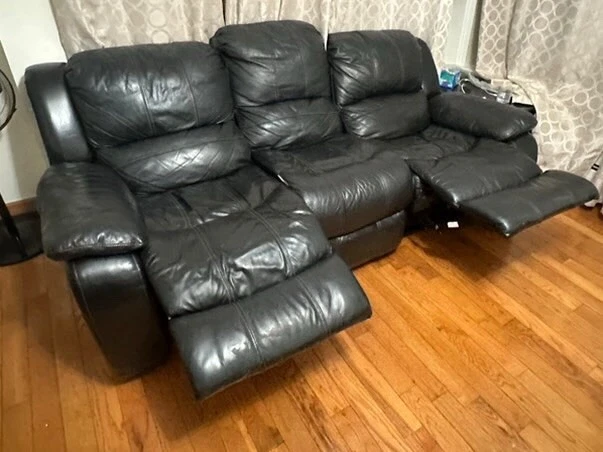 3 set of black recliner sofa - Image 1 of 1