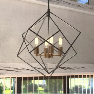 Vaxcel Lighting P0307 Rad 4 Light 24"W Pendant - Black - Image 1 of 4