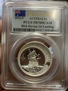 2016 Dirk Hartog Australian Landing 1616 Silver $1 High Relief coin PCGS PF70 - Picture 1 of 2