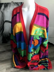1980's Dino Vallano Wool Blend Vintage Knit Sweater Cardigan Womens Size 42 - Picture 1 of 5