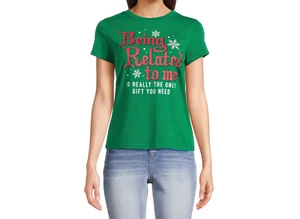Christmas Juniors’ Only Gift Graphic Tee with Short Sleeves, Green Size S (3-5) - Picture 1 of 4