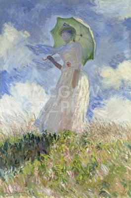Mujer con sombrilla, Claude Monet, impresión artística de decoración de pared 14" x 11" 2060 Foto 1 de 2