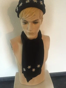 Gorro y bufanda conjunto tradicional gorro de punto para hombre gorro de invierno polar negro vegano - Imagen 1 de 5