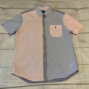 Ralph Lauren Mens Size XL Slim Fit Seersucker Colorblock Button Down Shirt - Picture 1 of 7