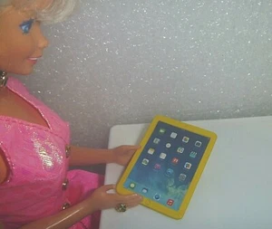 Barbie Size Yellow iPAD Type Tablet~*~Metal Not Plastic~*~Cute - Picture 1 of 5