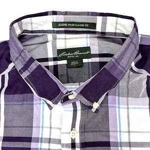 Eddie Bauer Shirt Mens X-Large Purple Plaid Classic Fit Button Down Legend Wash - Picture 1 of 11