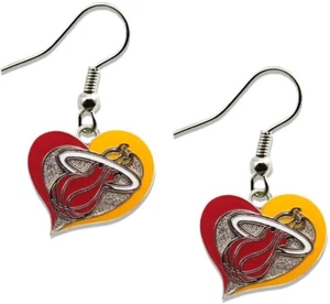 MIAMI HEAT - LOGOTIPO DE CORAZÓN REMOLINO - PENDIENTES COLGANTES - TOTALMENTE NUEVOS - NBA-ER-245-02 - Imagen 1 de 1
