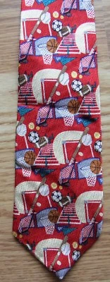   CLASS CLUB 100% SILK SPORTS  NECKTIE , RED,WHITE, BLUE   - Image 1 of 3