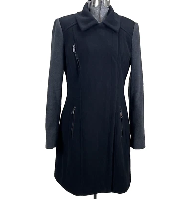 Casaco Marc New York mistura de lã tamanho 4 preto cinza color block Andrew Marc - Imagem 1 de 4