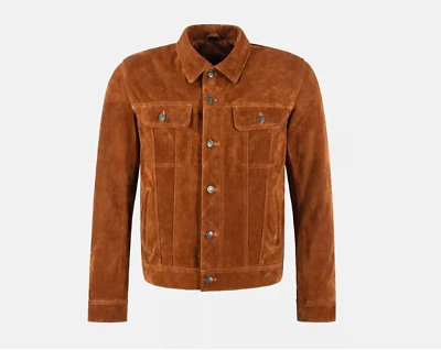 Chaqueta occidental de cuero de gamuza para hombre estilo vaquero clásico camisa chaqueta Foto 1 de 4