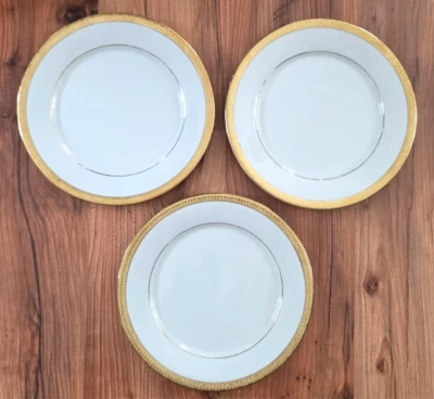 三张 1991 年皇家画廊黄金餐盘 10 5/8 英寸全新 #2 — 第 1/4 张图片
