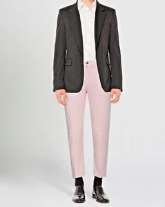 $200. NEW LIU.JO MAN LUXURY LINEN BLEND REGULAR SLIM PINK PANTS M/ITALY SIZE 32. - Picture 1 of 15