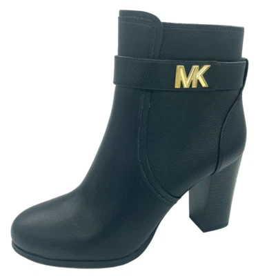 Bota Michael Kors Jilly Salto Preto Bloco Salto Empilhado Ferragem Dourada Tamanho 8 M - Imagem 1 de 4