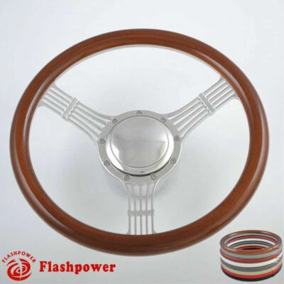 14'' Billet Banjo Steering Wheel Wood Half Wrap GM Corvair Impala Chevy II - Image 1 of 4