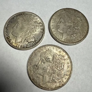 Dólar de plata Morgan 1921 P D S US $1 90% moneda de plata lote de tres monedas - Imagen 1 de 9