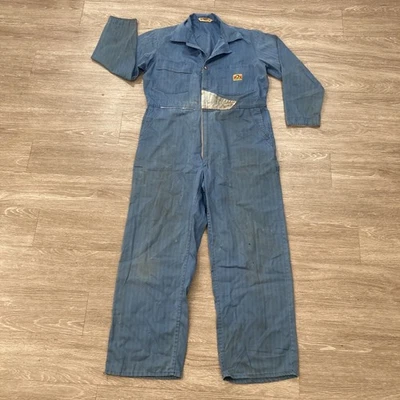 Ben Davis Coveralls L 42R Distressed Mechanic Grunge Work Carpenter Overalls - Image 1 of 4