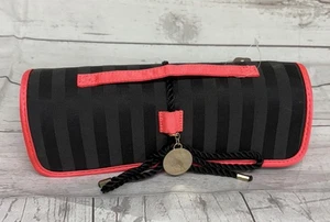 Victoria's Secret travel with Me Roll Up Cosmetic Bag with Bow Black Pink NWT - Picture 1 of 11