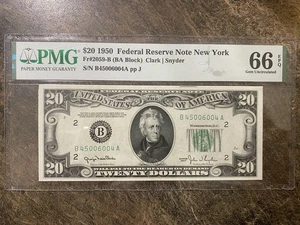 1950 $20 Federal Reserve Note New York PMG 66 - Picture 1 of 2