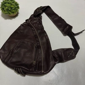 Good Old Days Brown Leather One Shoulder Backpack Bag Mens Hiking Outdoor School - Picture 1 of 6