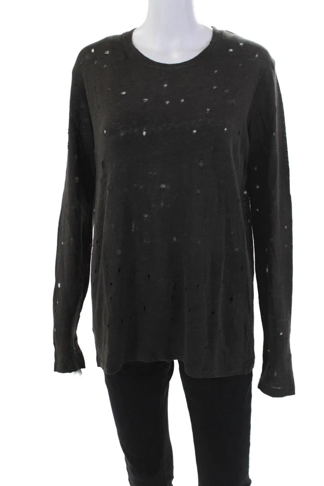 IRO Womens Linen Long Sleeve Thin Knit Pullover Sweater Solid Gray Size M - Image 1 of 4