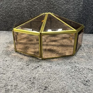 70's Retro Style Octagonal Glass Ceiling Light housing 2 Bulbs - (Rose Colour) - Picture 1 of 12