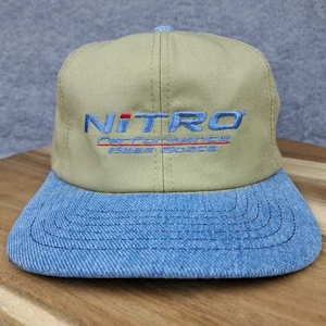 Vintage Nitro Boats Hat Cap Leather Strap Back Beige Performance Fishing Mens - Picture 1 of 9