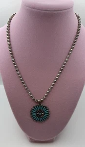 COSTUME SANCREST TURQUOISE STONES PENDANT CHAIN NECKLACE COSTUME SIGNED - Picture 1 of 11