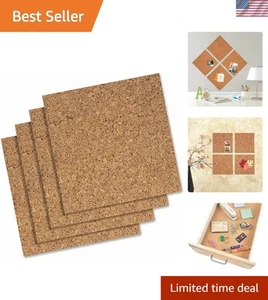 4 Pack Natural 12" x 12" Cork Tiles - Easy Install Bulletin Board Solutions - Picture 1 of 10