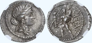 Republique Romaine - Denier Jules César - NGC Ch XF 5/5 4/5 - Imagen 1 de 1