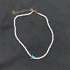 Handcrafted Gradient Necklace with Starfish and White Freshwater Pearls - Picture 1 of 21